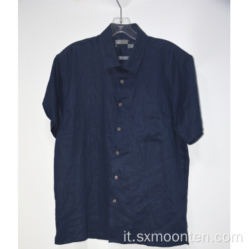 Camicia casual in lino a maniche corte